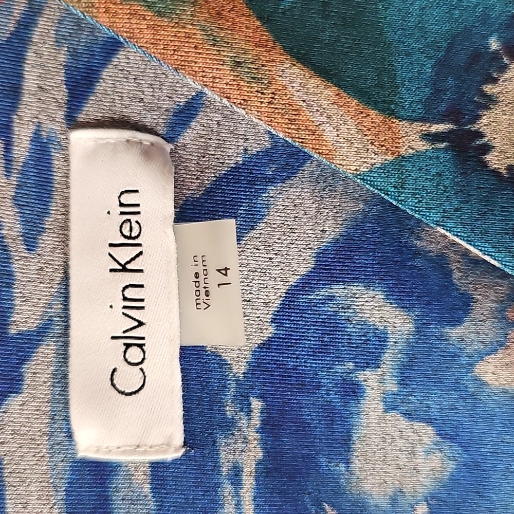Calvin Klein Floral V-Neck Sleeveless Scuba Sheath Dress Sz 14 Gray - Picture 4 of 7